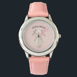 Moderne Schönheit Pastell Pink Bunny mit Namen Armbanduhr<br><div class="desc">Moderne Schönheit Pastell Pink Bunny mit Namen</div>