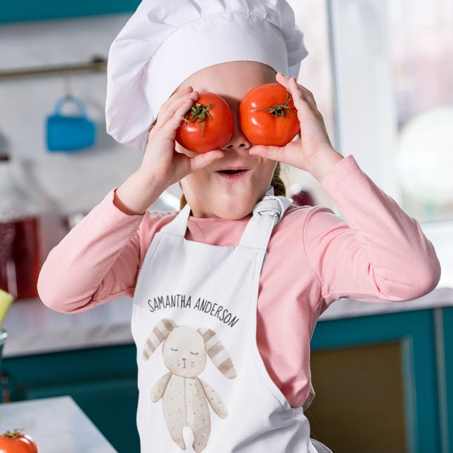 Moderne Schönheit Pastell Pink Bunny mit Namen Kinderschürze (Von Creator hochgeladen)