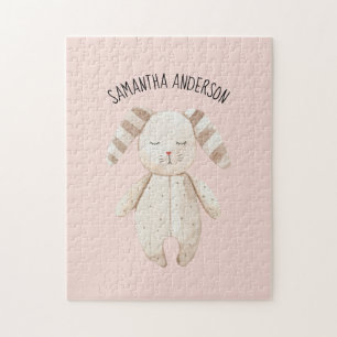 Moderne Schönheit Pastell Rosa Hase Mit Namen