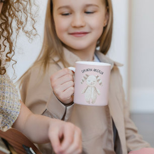 Moderne Schönheit Pastell Rosa Hase mit Namen Kaffeetasse