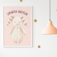 Moderne Schönheit Pastell Rosa Hase Mit Namen