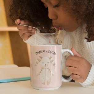 Moderne Schönheit Pastell Rosa Hase mit Namen Zweifarbige Tasse
