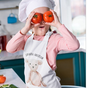 Moderne Schönheit Pastell Rosa Teddybär mit Namen Kinderschürze
