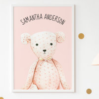 Moderne Schönheit Pastell Rosa Teddybär mit Namen