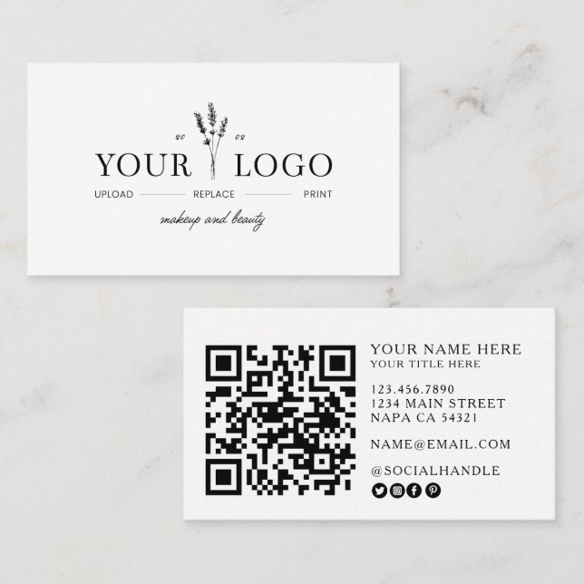Moderne Schönheits-Make-up-Artist- QR-Code mit eig Visitenkarte (Vorne/Hinten)