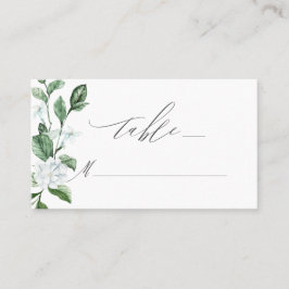 Moderne Schönheitsgrün Weiße Blumenhochzeit Platzkarte