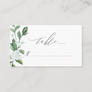 Moderne Schönheitsgrün Weiße Blumenhochzeit Platzkarte