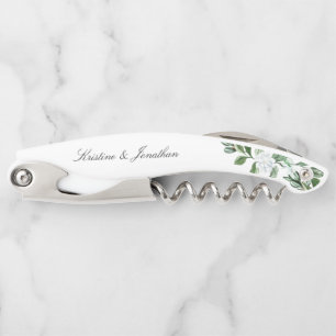 Moderne Schönheitskraut Weiße Blumenhochzeit Kellnermesser