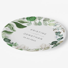 Moderne Schönheitskraut Weiße Blumenhochzeit Pappteller