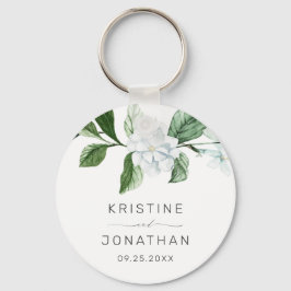 Moderne Schönheitskraut Weiße Blumenhochzeit Schlüsselanhänger