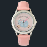 Moderne Schönheitspastel rosa Schafe und Name der  Armbanduhr<br><div class="desc">Moderne Schönheitspastel rosa Schafe und Name der Kinder</div>