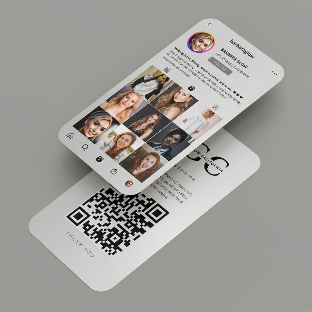 Moderne Schönheitspflege Klinik Silver Instagram Visitenkarte (Modern Beauty Aesthetic Clinic Silver Instagram Business Card
)