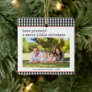 Moderne Schreibmaschine Merry Little Christmas Fot Keramikornament