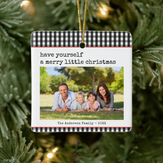 Moderne Schreibmaschine Merry Little Christmas Fot Keramikornament (Baum)