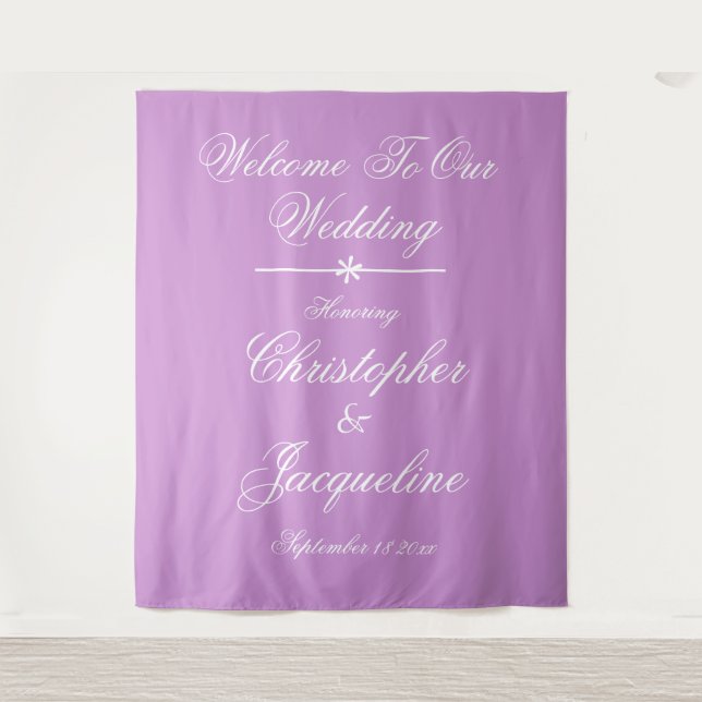 Moderne Schreibschrift Chic Mauve Hintergrund Wandteppich (Vorderseite)