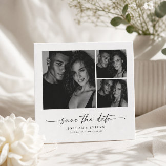 Moderne Schreibschrift Schwarzweiß 3 Fotos Save-th Save The Date