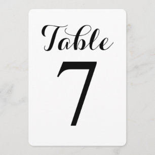 Moderne Schreibschrift Tisch 7 Tischnummernkarte Einladung