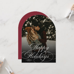 Moderne Schrift & Arch 1 Foto Rote Weihnachtskarte Einladung