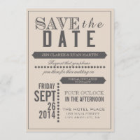 Moderne Schrift Beige & Grau Save the Date