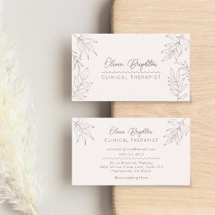 Moderne Schrift Blass Beige Taupe Therapeut Visitenkarte