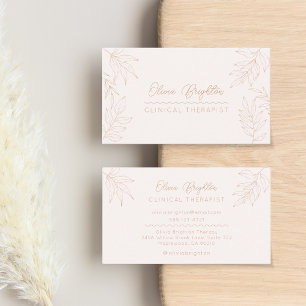 Moderne Schrift blasses Tan-Pfirsich-Therapeut Visitenkarte
