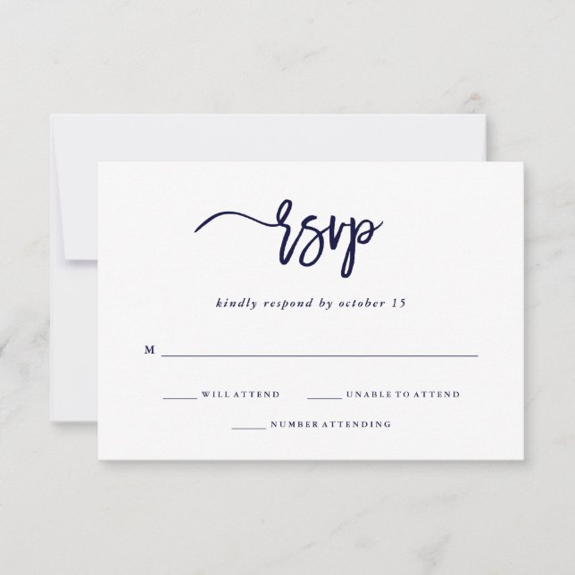 Moderne Schrift | Blue Wedding Response RSVP Karte (Vorderseite)