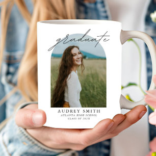 Moderne Schrift Boho-Bogen-Foto-Abschlussgeschenke Kaffeetasse