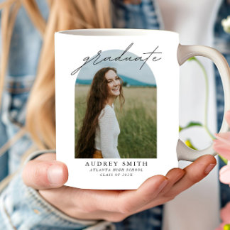 Moderne Schrift Boho-Bogen-Foto-Abschlussgeschenke Kaffeetasse