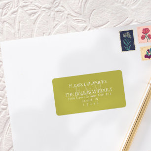 Moderne Schrift Chartreuse Citrus Monogramm Hochze Adressaufkleber