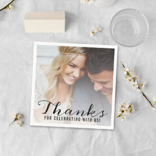 Moderne Schrift Custom Foto Wedding Vielen Dank Serviette