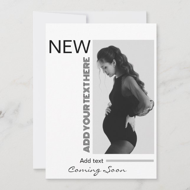 Moderne Schrift, einfache Typografie Foto Schwange Einladung (Vorderseite)
