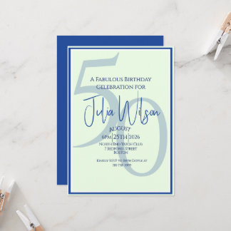 Moderne Schrift Einladung Blau 50 Fabelhaftes Gebu