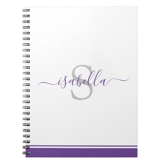 Moderne Schrift Elegante Mit Monogramm Lila Notizblock (Vorderseite)