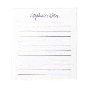 Moderne Schrift Elegantes Lila Liniiertes Personal Notizblock