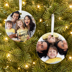 Moderne Schrift FAMILIE 2 Fotos Benutzerdefinierte Ornament Aus Metall