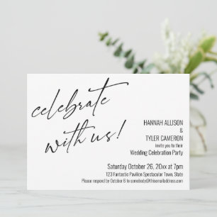 Moderne Schrift Feiern Sie mit uns Hochzeitsempfan Einladung