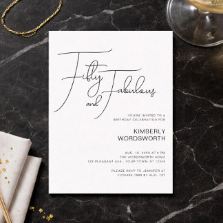 Moderne Schrift Fifty and Fabulous 50. Geburtstag Einladung