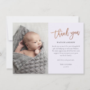 Moderne Schrift Foto Baby Dankeskarte