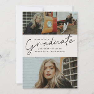 Moderne Schrift Foto-Collage Abschlussfeier Einladung