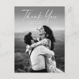 Moderne Schrift Foto Hochzeit Danke Postkarte