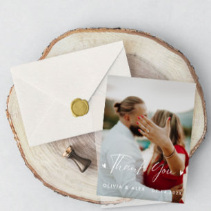 Moderne Schrift Foto Hochzeit Danke  Postkarte