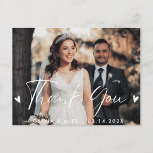 Moderne Schrift Foto Hochzeit Danke  Postkarte