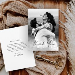 Moderne Schrift Foto Hochzeit Dankeskarte