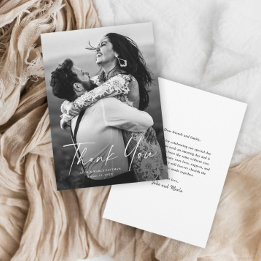Moderne Schrift Foto-Hochzeit Dankeskarte