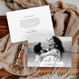 Moderne Schrift Foto-Hochzeit Dankeskarte