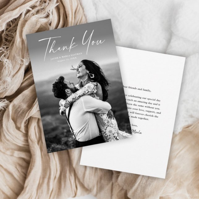 Moderne Schrift Foto-Hochzeit Dankeskarte (Von Creator hochgeladen)