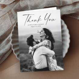Moderne Schrift Foto-Hochzeit Dankeskarte