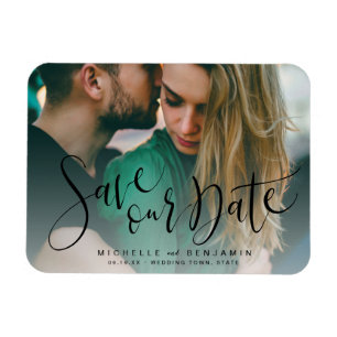 Moderne Schrift Foto Hochzeit Save-the-Date Magnet