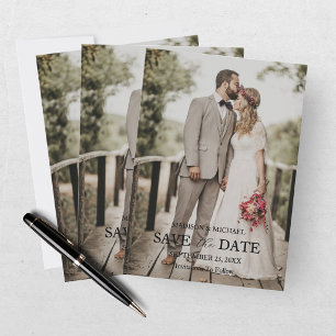 Moderne Schrift Foto Hochzeit Termin vormerken Einladung