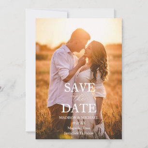 Moderne Schrift Foto Hochzeit Termin vormerken Einladung